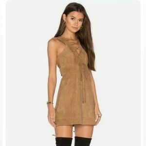 NWT Majorelle Rosa Dress in Camel - Tan Suede Leather Jumper Lace up S